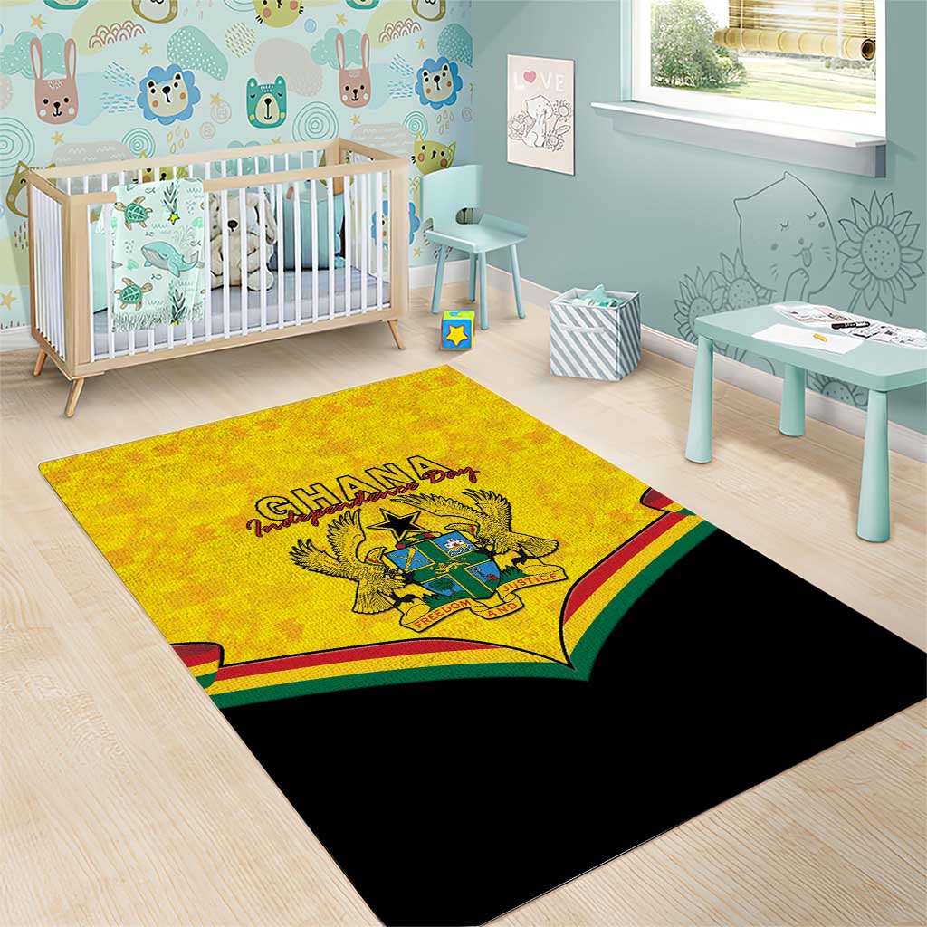 Ghana Independence Day Area Rug Coat Of Arms With Kente Pattern