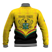 Personalised Ghana Independence Day Baseball Jacket Coat Of Arms With Kente Pattern