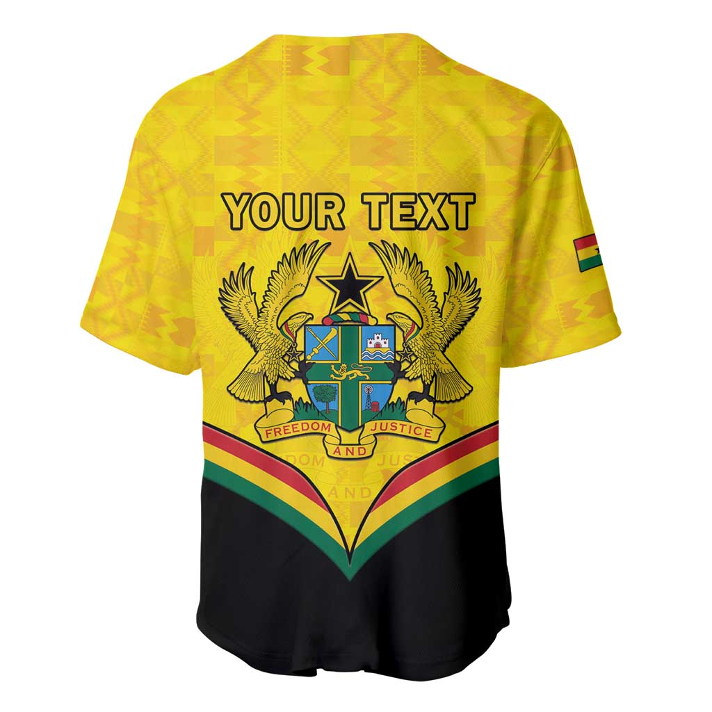 Personalised Ghana Independence Day Baseball Jersey Coat Of Arms With Kente Pattern