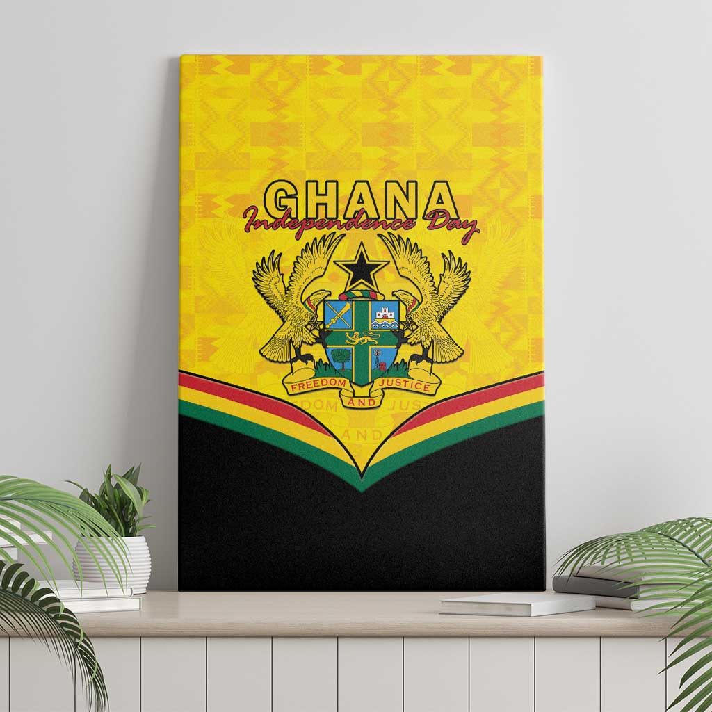 Ghana Independence Day Canvas Wall Art Coat Of Arms With Kente Pattern
