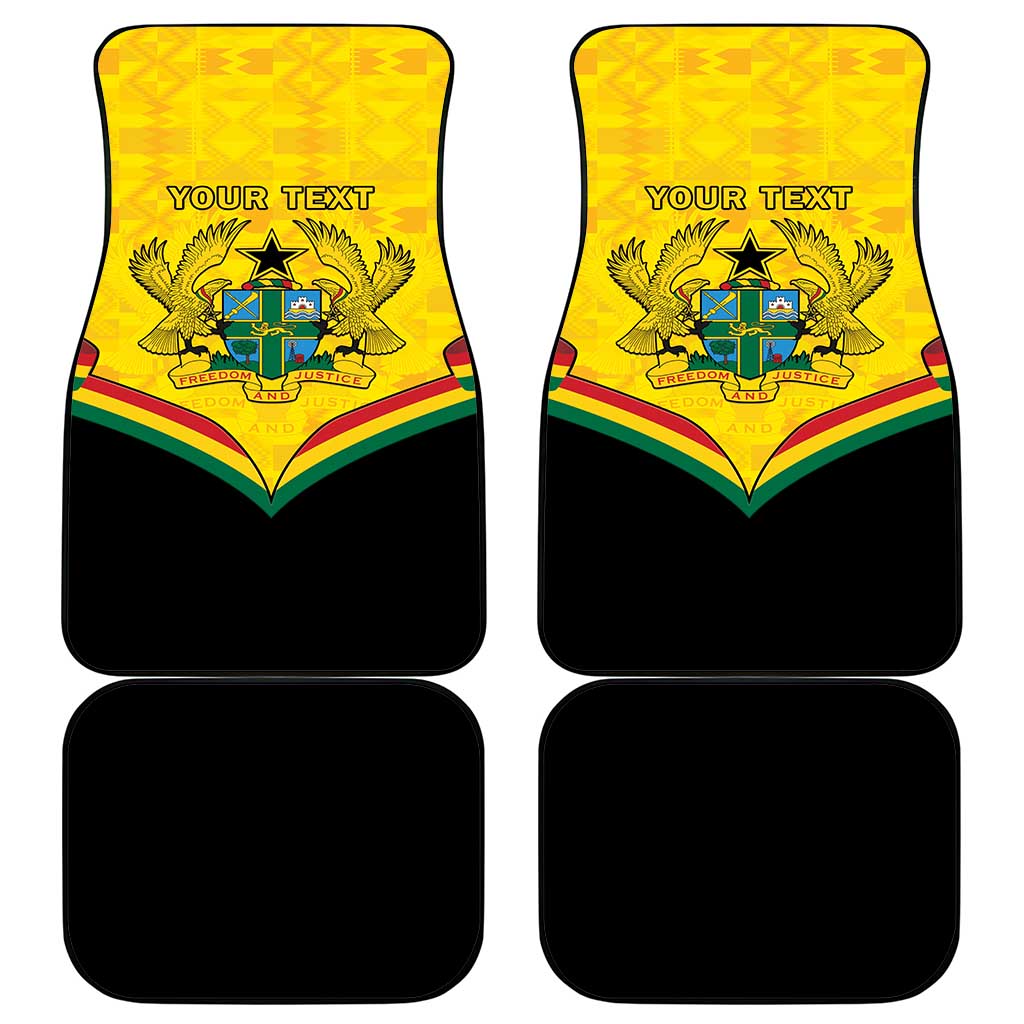 Ghana Independence Day Car Mats Coat Of Arms With Kente Pattern