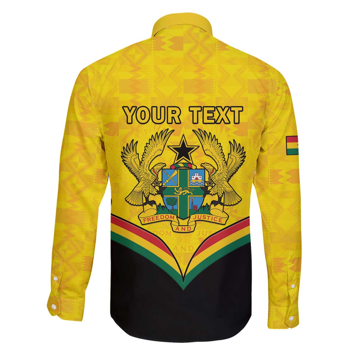 Personalised Ghana Independence Day Family Matching Off The Shoulder Long Sleeve Dress and Hawaiian Shirt Coat Of Arms With Kente Pattern