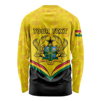 Personalised Ghana Independence Day Long Sleeve Shirt Coat Of Arms With Kente Pattern