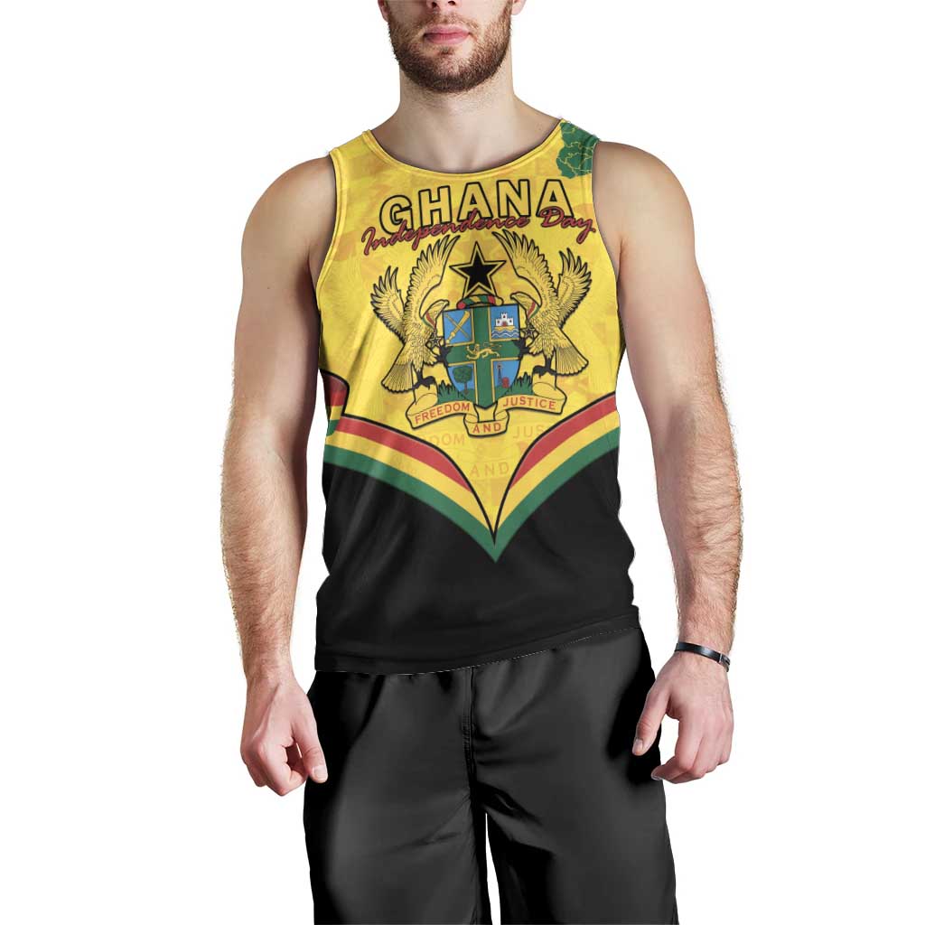Personalised Ghana Independence Day Men Tank Top Coat Of Arms With Kente Pattern