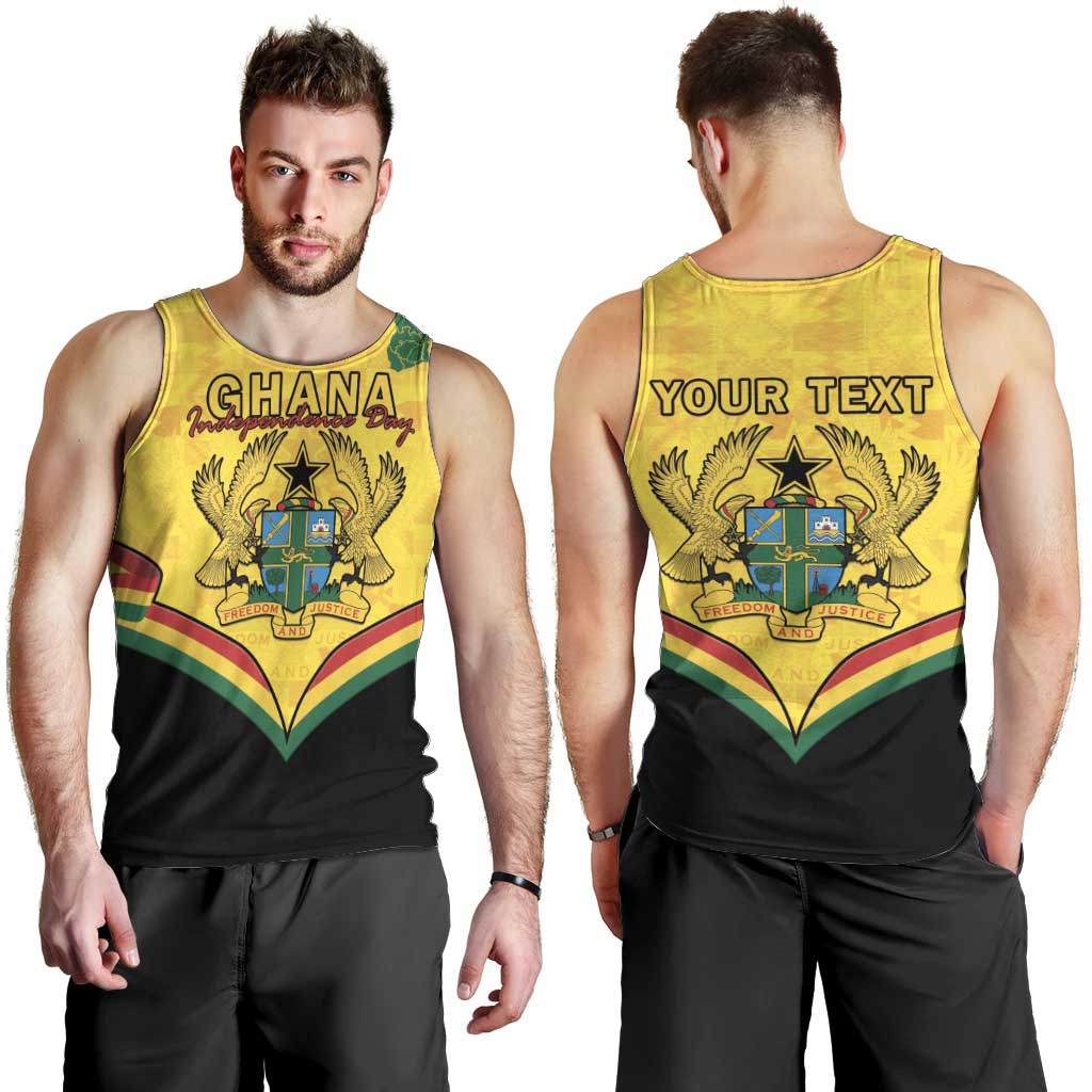 Personalised Ghana Independence Day Men Tank Top Coat Of Arms With Kente Pattern