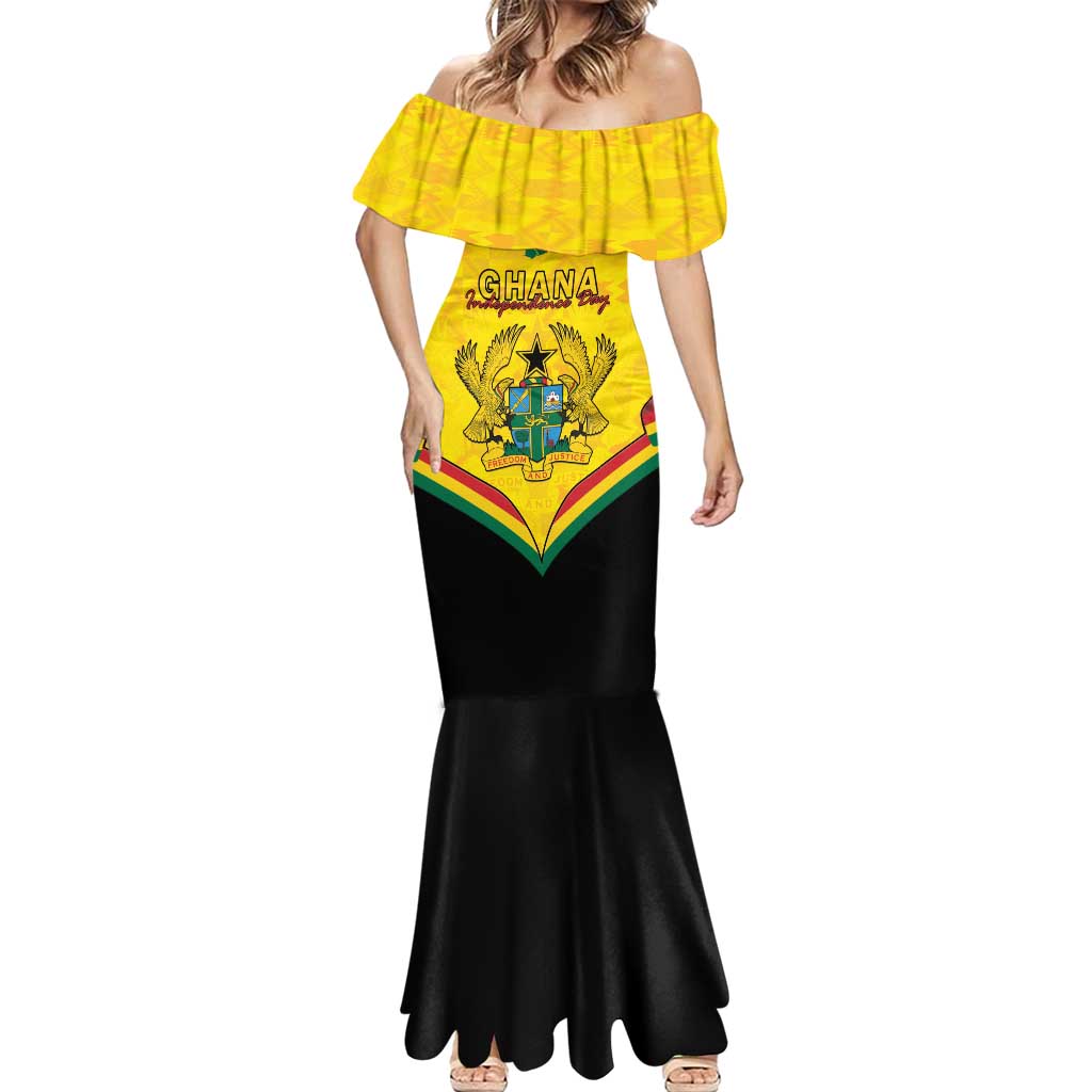 Personalised Ghana Independence Day Mermaid Dress Coat Of Arms With Kente Pattern
