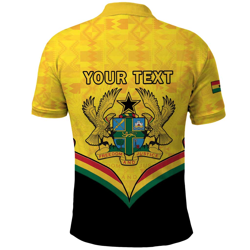Personalised Ghana Independence Day Polo Shirt Coat Of Arms With Kente Pattern