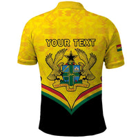Personalised Ghana Independence Day Polo Shirt Coat Of Arms With Kente Pattern