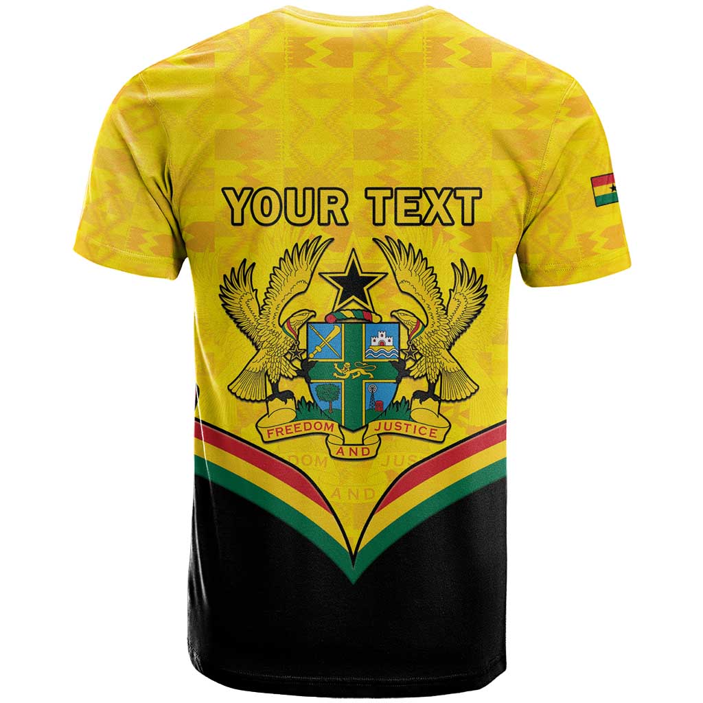 Personalised Ghana Independence Day T Shirt Coat Of Arms With Kente Pattern - Wonder Print Shop