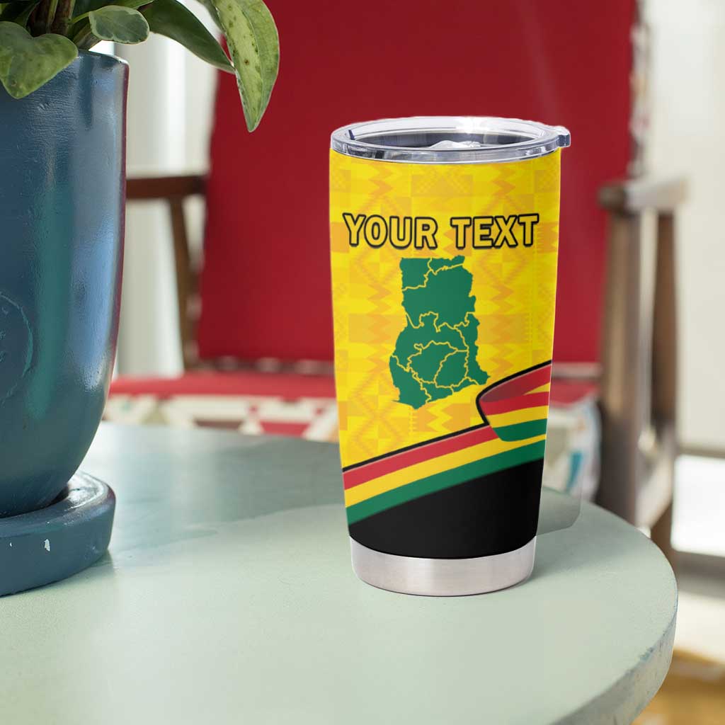 Personalised Ghana Independence Day Tumbler Cup Coat Of Arms With Kente Pattern - Wonder Print Shop