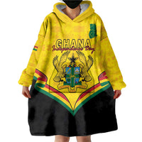 Personalised Ghana Independence Day Wearable Blanket Hoodie Coat Of Arms With Kente Pattern - Wonder Print Shop