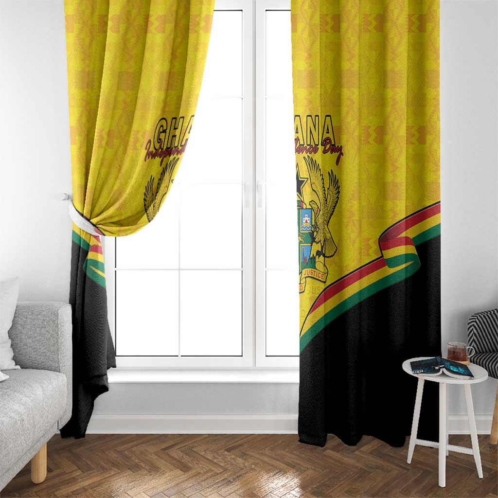 Ghana Independence Day Window Curtain Coat Of Arms With Kente Pattern - Wonder Print Shop