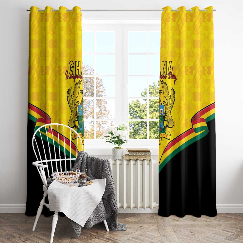 Ghana Independence Day Window Curtain Coat Of Arms With Kente Pattern - Wonder Print Shop