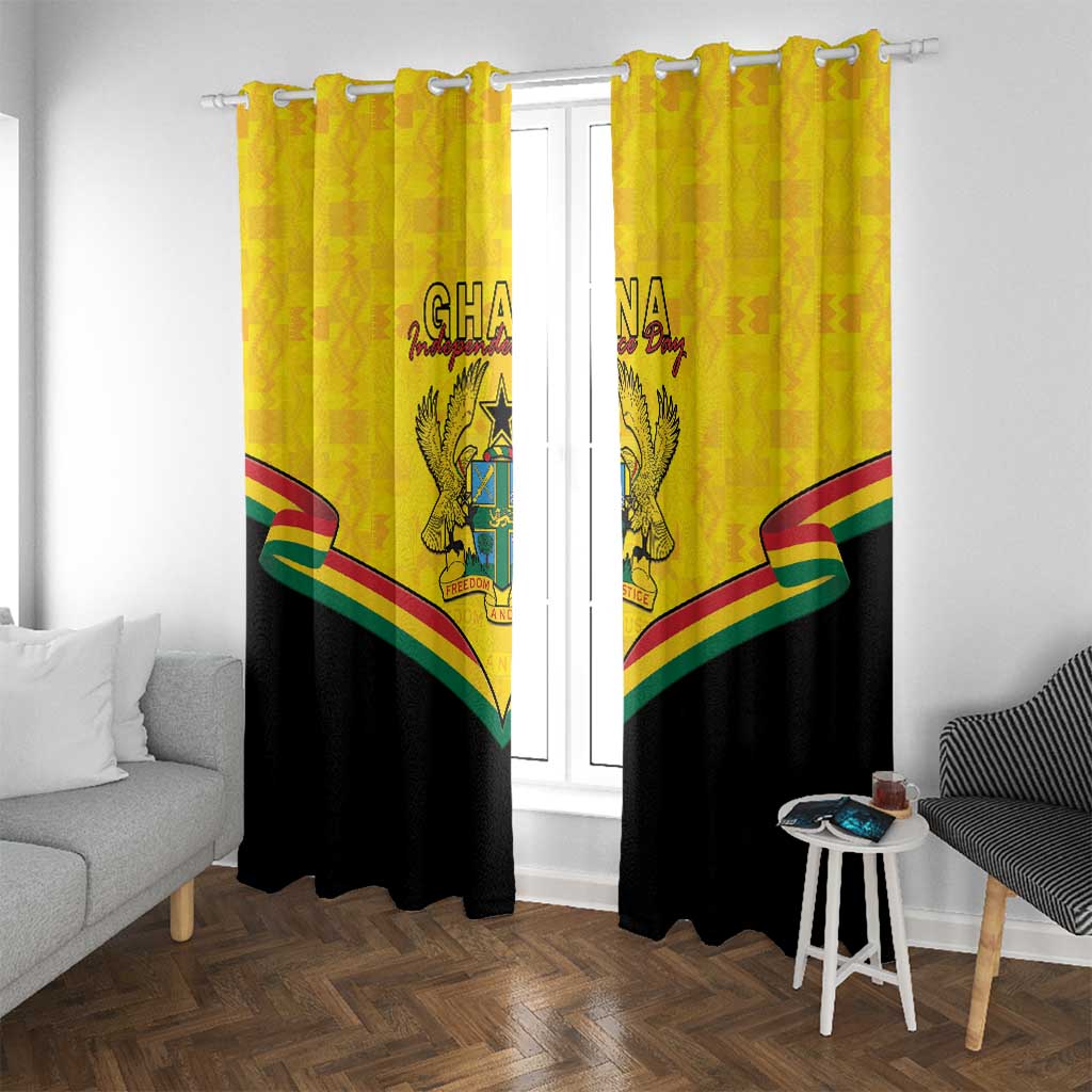 Ghana Independence Day Window Curtain Coat Of Arms With Kente Pattern - Wonder Print Shop