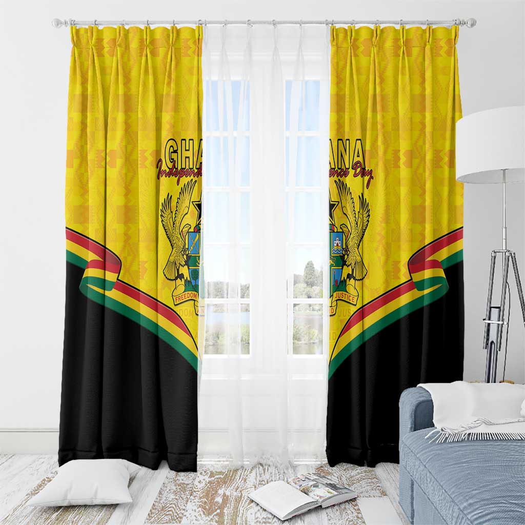 Ghana Independence Day Window Curtain Coat Of Arms With Kente Pattern - Wonder Print Shop