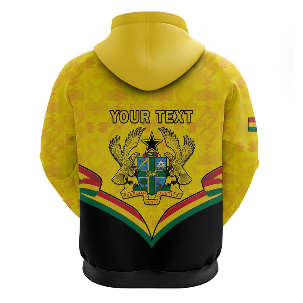Personalised Ghana Independence Day Zip Hoodie Coat Of Arms With Kente Pattern - Wonder Print Shop