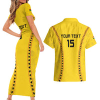 Custom Ghana Football Couples Matching Short Sleeve Bodycon Dress and Hawaiian Shirt Go Black Stars