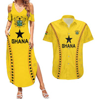Custom Ghana Football Couples Matching Summer Maxi Dress and Hawaiian Shirt Go Black Stars