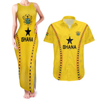 Custom Ghana Football Couples Matching Tank Maxi Dress and Hawaiian Shirt Go Black Stars