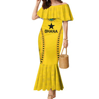 Custom Ghana Football Family Matching Mermaid Dress and Hawaiian Shirt Go Black Stars