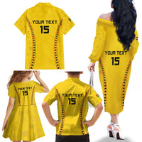 Custom Ghana Football Family Matching Off The Shoulder Long Sleeve Dress and Hawaiian Shirt Go Black Stars