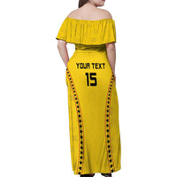 Custom Ghana Football Family Matching Off Shoulder Maxi Dress and Hawaiian Shirt Go Black Stars