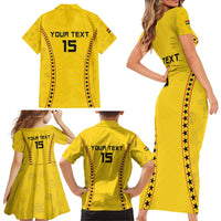 Custom Ghana Football Family Matching Short Sleeve Bodycon Dress and Hawaiian Shirt Go Black Stars