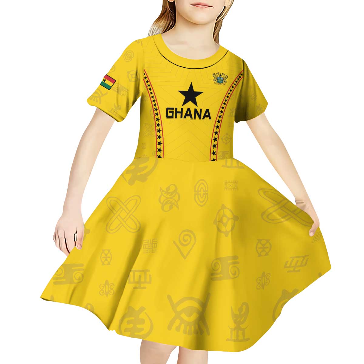 Custom Ghana Football Kid Short Sleeve Dress Go Black Stars