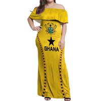 Custom Ghana Football Off Shoulder Maxi Dress Go Black Stars