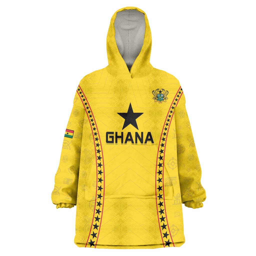 Custom Ghana Football Wearable Blanket Hoodie Go Black Stars - Wonder Print Shop