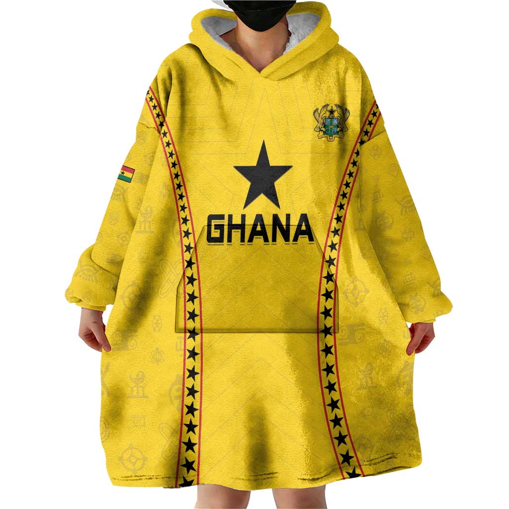 Custom Ghana Football Wearable Blanket Hoodie Go Black Stars - Wonder Print Shop