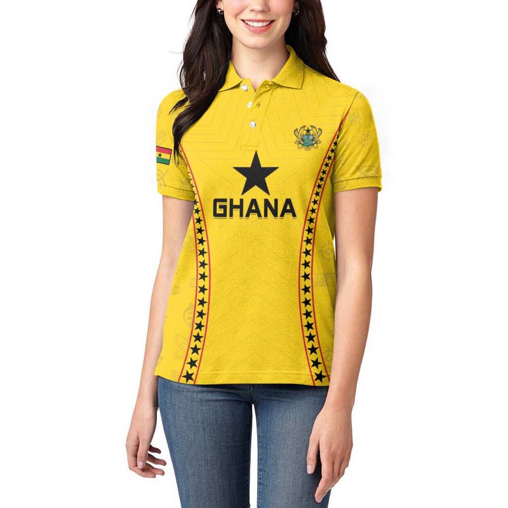 Custom Ghana Football Women Polo Shirt Go Black Stars - Wonder Print Shop