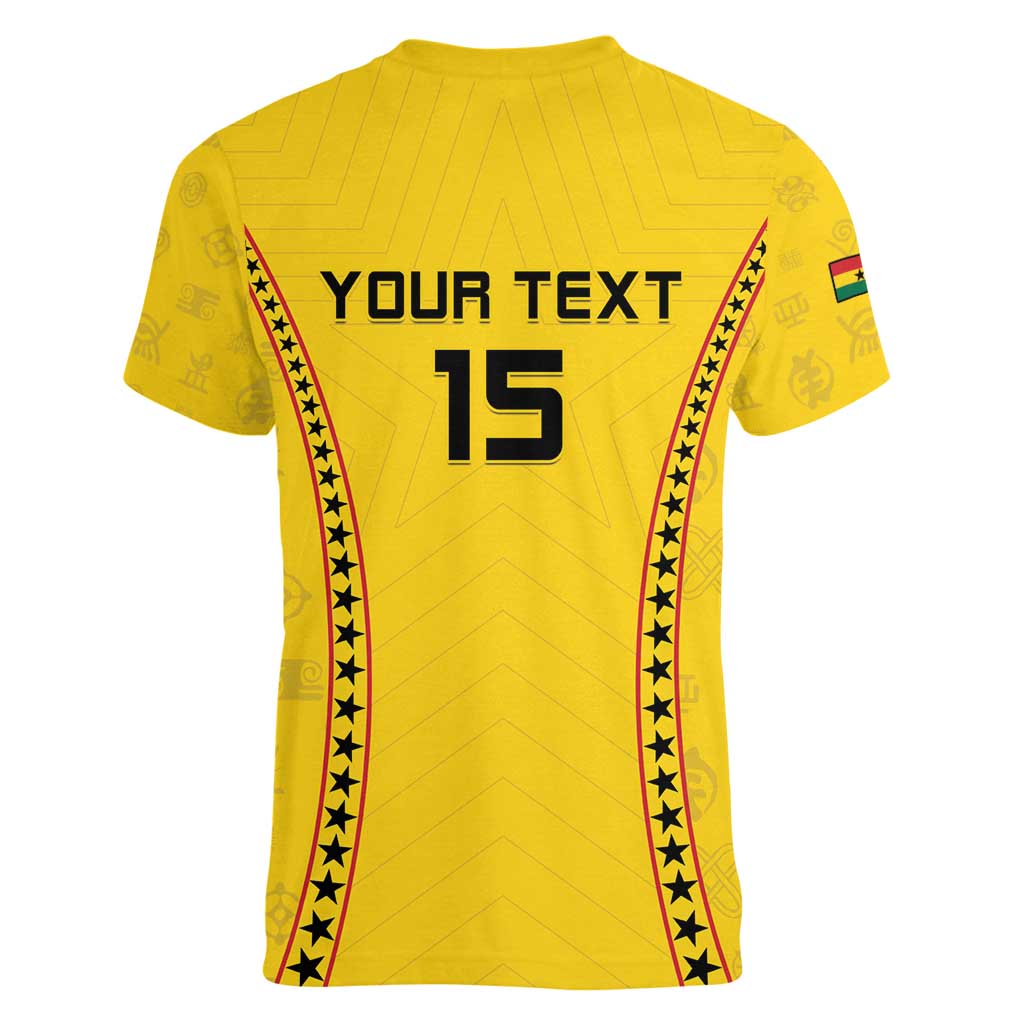 Custom Ghana Football Women V-Neck T-Shirt Go Black Stars - Wonder Print Shop