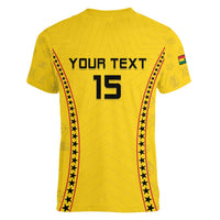 Custom Ghana Football Women V-Neck T-Shirt Go Black Stars - Wonder Print Shop