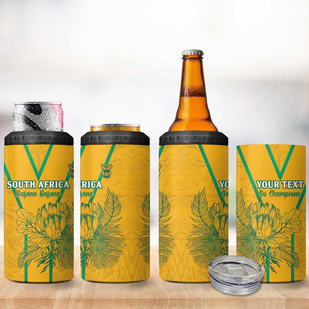 Custom South Africa Soccer 4 in 1 Can Cooler Tumbler Go Bafana Bafana