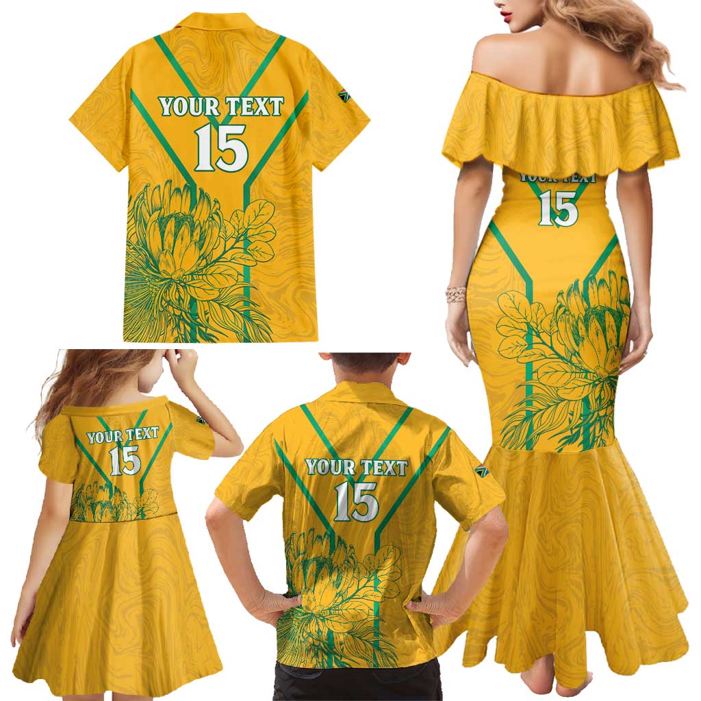 Custom South Africa Soccer Family Matching Mermaid Dress and Hawaiian Shirt Go Bafana Bafana