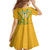 Custom South Africa Soccer Family Matching Off The Shoulder Long Sleeve Dress and Hawaiian Shirt Go Bafana Bafana