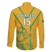 Custom South Africa Soccer Family Matching Off The Shoulder Long Sleeve Dress and Hawaiian Shirt Go Bafana Bafana