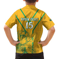 Custom South Africa Soccer Family Matching Off Shoulder Short Dress and Hawaiian Shirt Go Bafana Bafana