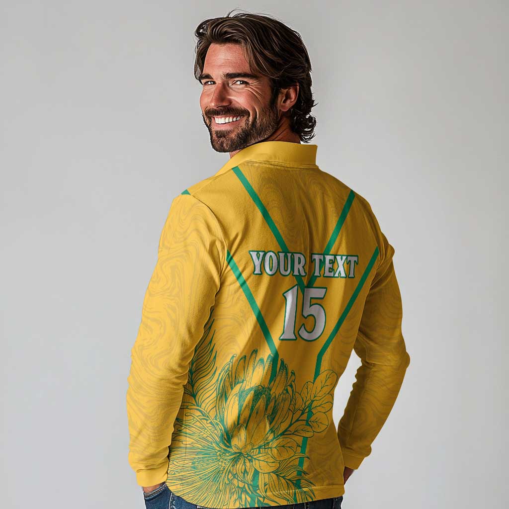 Custom South Africa Soccer Long Sleeve Polo Shirt Go Bafana Bafana