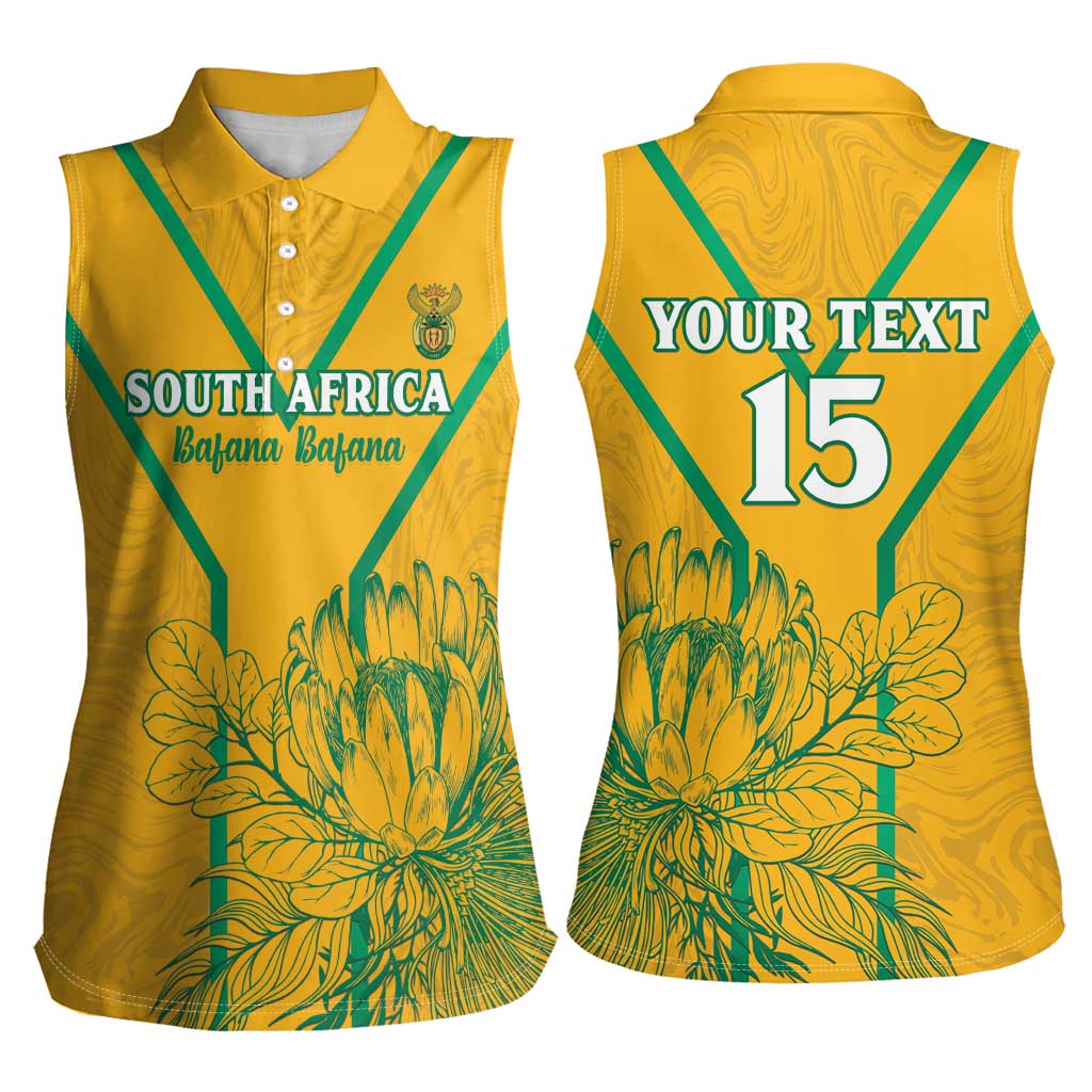 Custom South Africa Soccer Women Sleeveless Polo Shirt Go Bafana Bafana