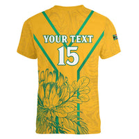 Custom South Africa Soccer Women V-Neck T-Shirt Go Bafana Bafana