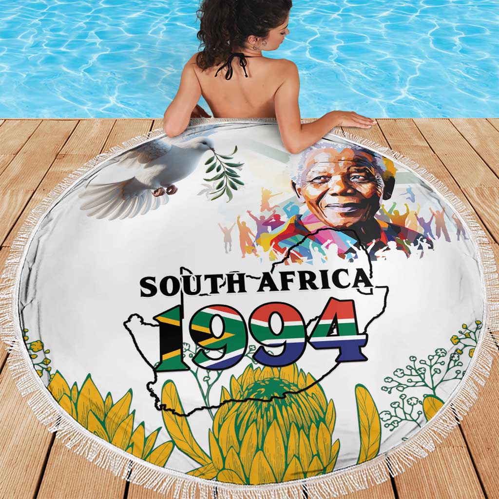 Happy South Africa Freedom Day Beach Blanket Nelson Mandela With Protea
