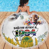 Happy South Africa Freedom Day Beach Blanket Nelson Mandela With Protea