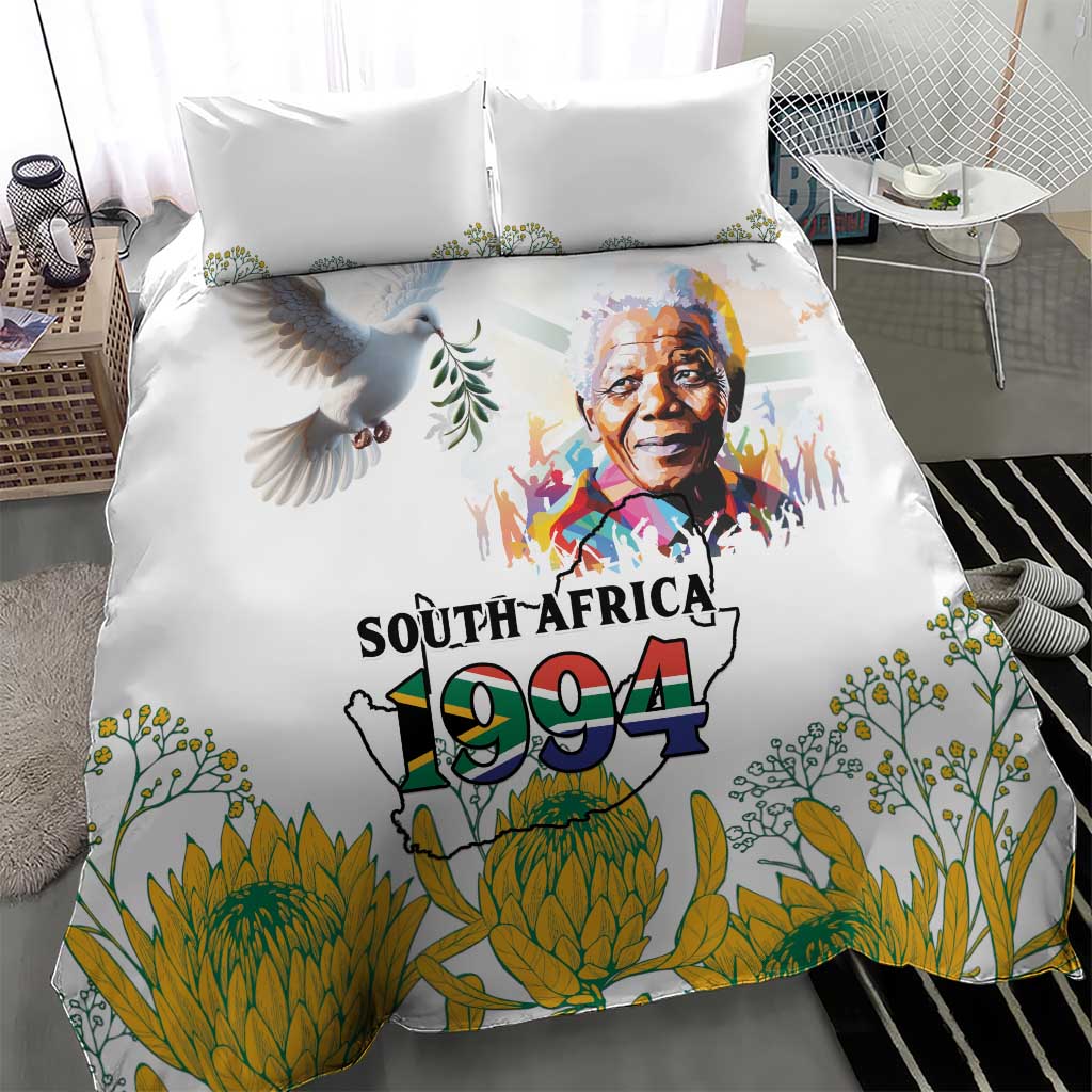Happy South Africa Freedom Day Bedding Set Nelson Mandela With Protea