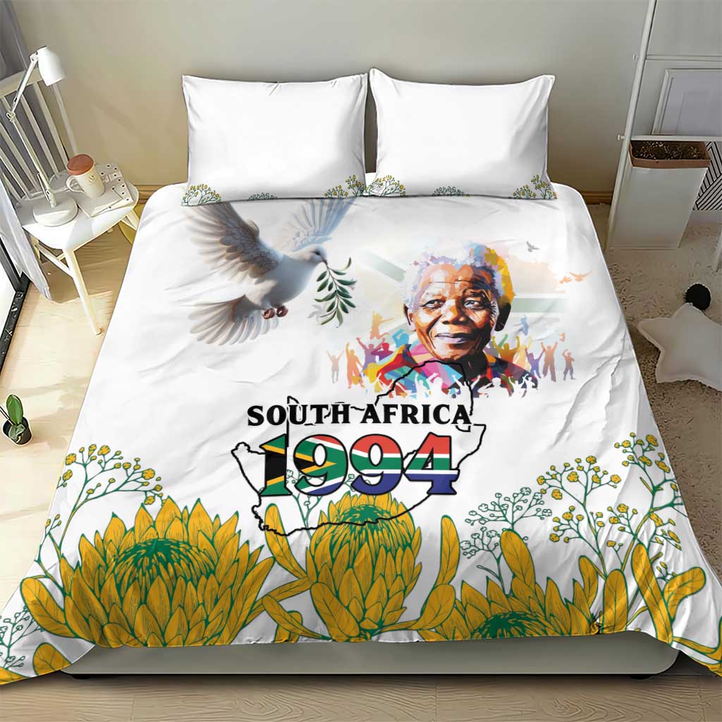 Happy South Africa Freedom Day Bedding Set Nelson Mandela With Protea