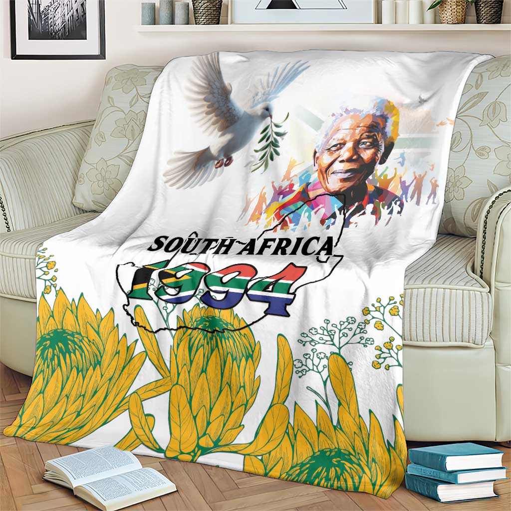 Happy South Africa Freedom Day Blanket Nelson Mandela With Protea