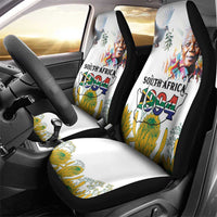 Happy South Africa Freedom Day Car Seat Cover Nelson Mandela With Protea