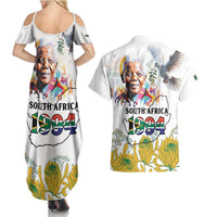 Happy South Africa Freedom Day Couples Matching Summer Maxi Dress and Hawaiian Shirt Nelson Mandela With Protea
