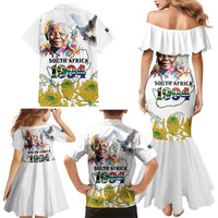 Happy South Africa Freedom Day Family Matching Mermaid Dress and Hawaiian Shirt Nelson Mandela With Protea